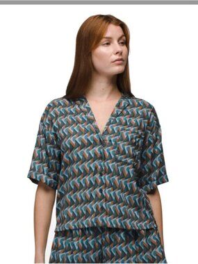 prAna Iguala Top High Tide Retro Geo Large NWT Retail 79.00